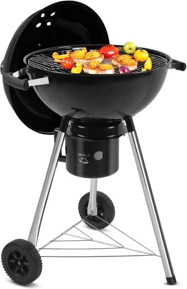 Churrasqueira a Carvão Portátil de 18,5 Polegadas, com Design de Controle de Temperatura para Circulação de Cozimento e Cozimento, com Funções de Empurrar e Puxar e Destacável, Fácil de Limpar