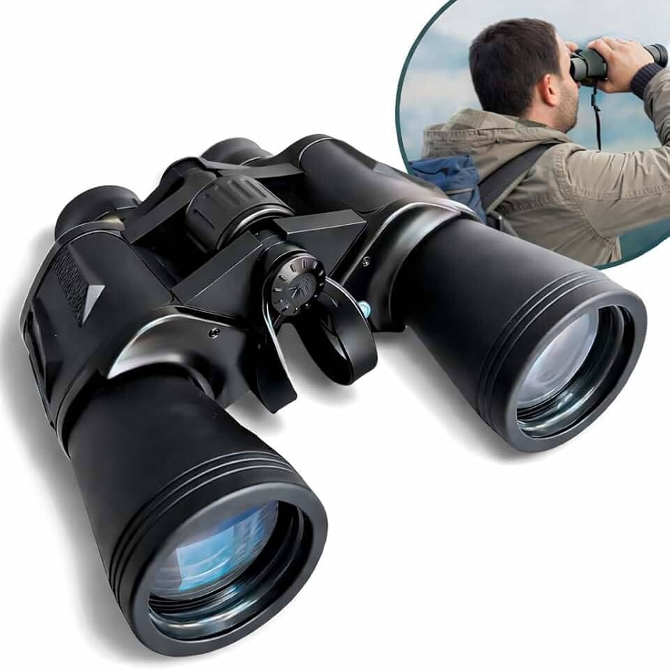 Binóculo profissional 20x50 com alcance de até 10 km, imagem nítida, ajuste de dioptria e corpo emborrachado resistente – Qualidade Premium LNSTORE