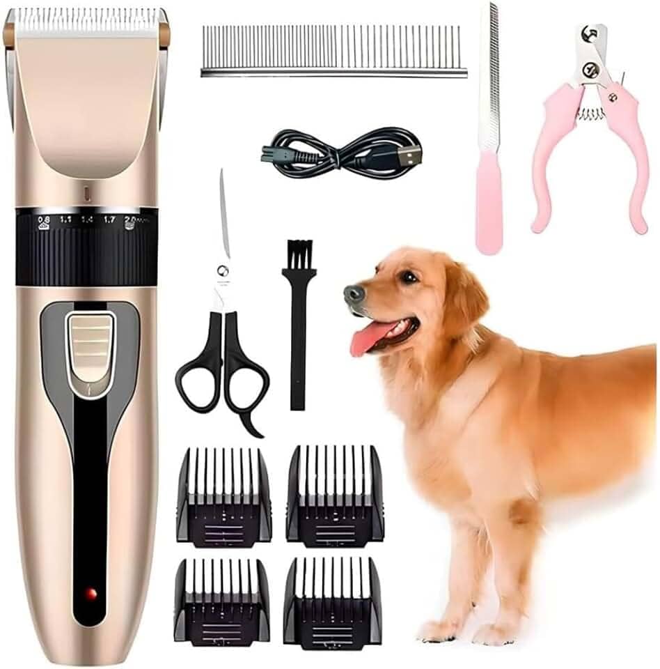 Máquina Tosa Aparador Pelos Pet Cães Gatos Lâminas Precisas e Altura Ajustável - Maquininha de Tosar 110V/220V Tosa Profissional- Linha Prime