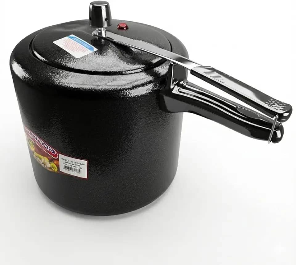 Panela de Pressão 10 Litros, Alumínio, Alça Ergonômica, Disponível em Preto e Prata (Preto)
