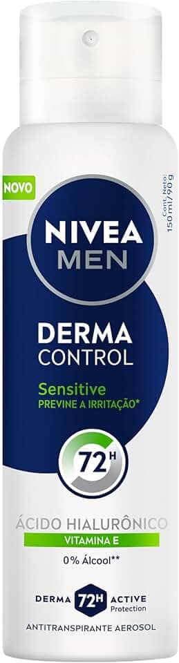 NIVEA MEN Desodorante Antitranspirante Aerossol Sensitive Protect 150ml - Proteção prolongada de 48h, peles sensíveis, com óleo de abacate e extrato de camomila, minimiza a irritação