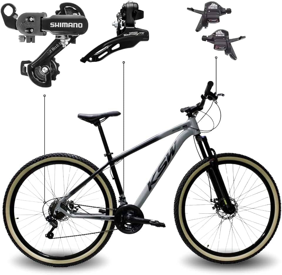 Bicicleta Aro 29 KSW XLT 100 21 Marchas Shimano Quadro Alumínio Freio Hidráulico MTB
