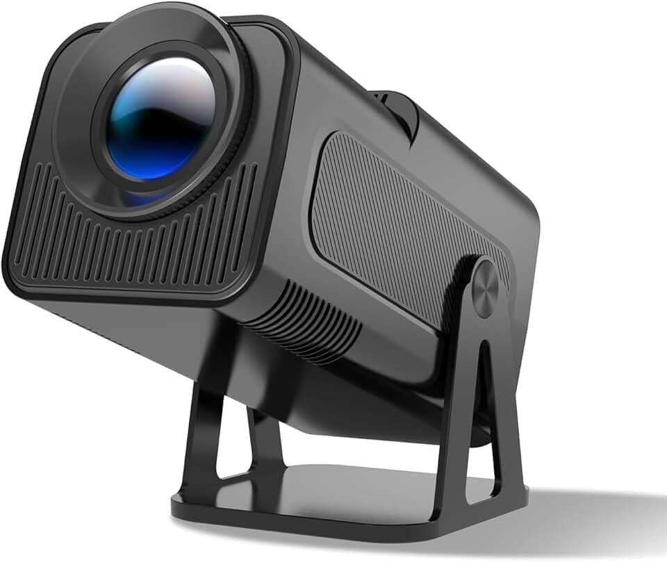 Nova chegada HY320 Projetor Portátil Auto Keystone, Projetor Inteligente 4K FHD 1080P Suporte 10000 Lumens com WiFi 6, BT 5.0, Rotação de 180 Graus, Android 11.0 integrado (EU PLUG)