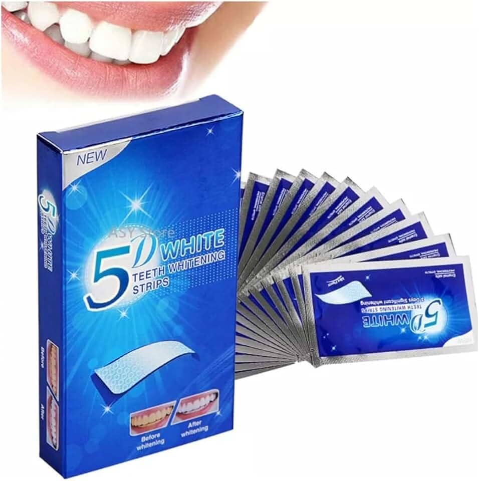 Tiras de clareamento dental 5D 7 bolsas 14 peças kit de clareamento dental seguro e eficaz branqueador clareador dental 5D White