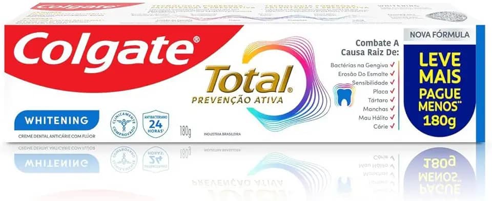 Creme Dental Para Branqueamento Colgate Total Whitening 180g