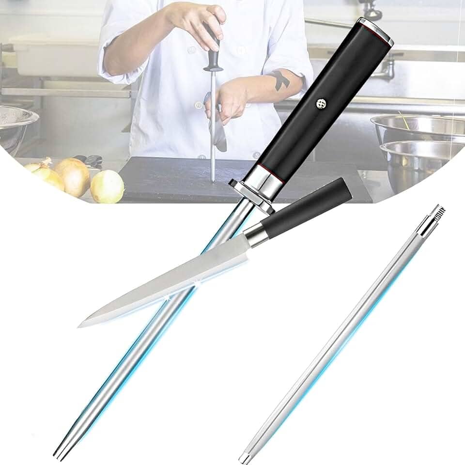 2 em 1 Afiador de Facas Profissional,Vara de Aço Oval para Afiar Diamante, Afiador Profissional Diamantado,Número de Arame Alto Afiadores,Adequados para Cozinhas,Hotéis,Matadouros.