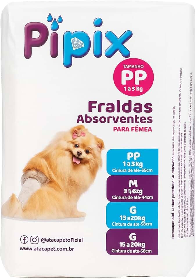 Fraldas Absorventes para Fêmea, PP/M/G, 1-20kg, Alta Capacidade de Absorção, Ideal para Cães no Cio