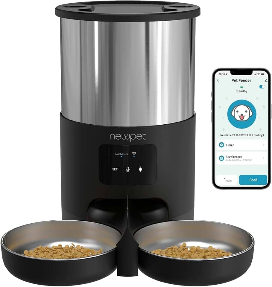 Comedouro para Cães, Comedouro para gatos, Alimentador Automático Pet, 2 Comida Elevada para Gatos, 5L