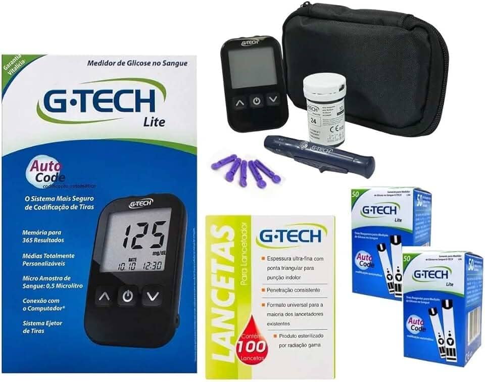 Kit Glicosimetro Medidor De Glicose Glicemia Free Lite Com 110 Tiras E 110 Lancetas