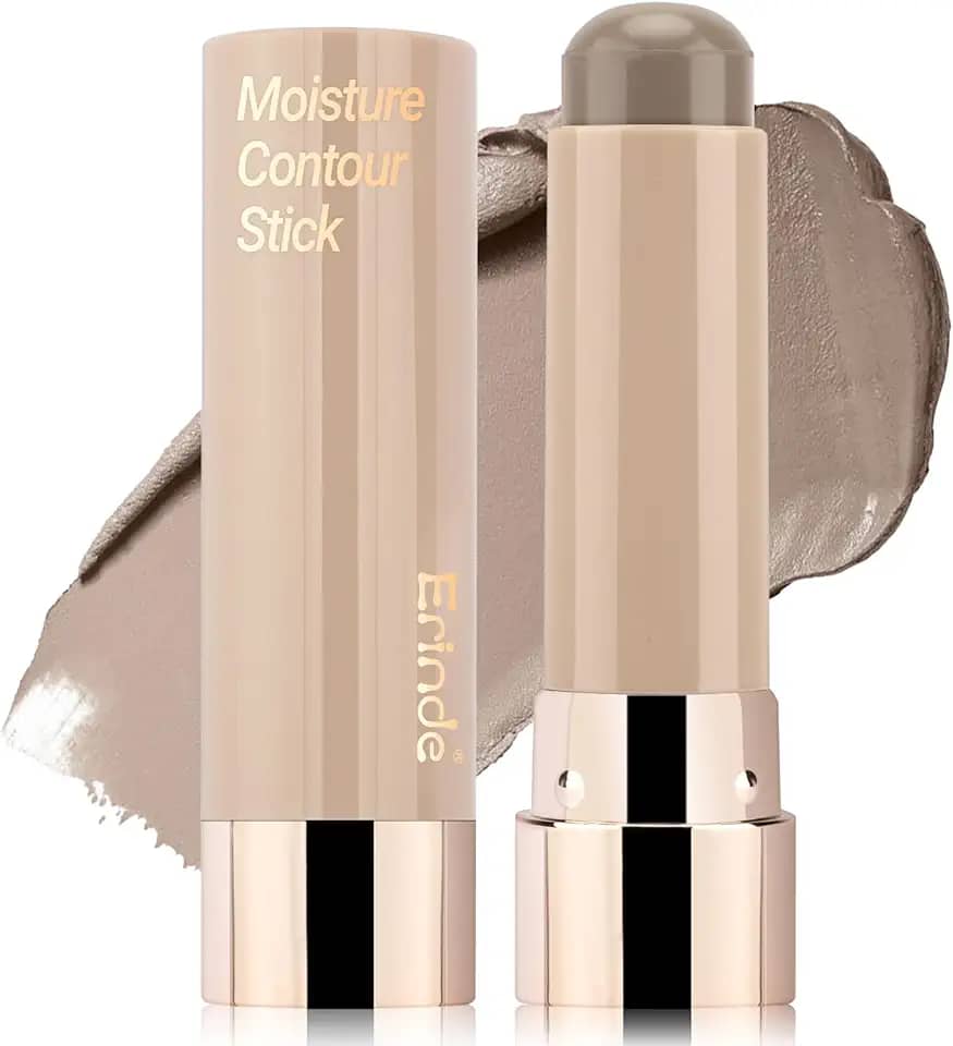 Erinde Bastão de contorno tonificado para pele clara, bastão de maquiagem com contorno creme marrom cinza de grande capacidade, bronzeador fosco suave e misturável, à prova d'água e de longa duração