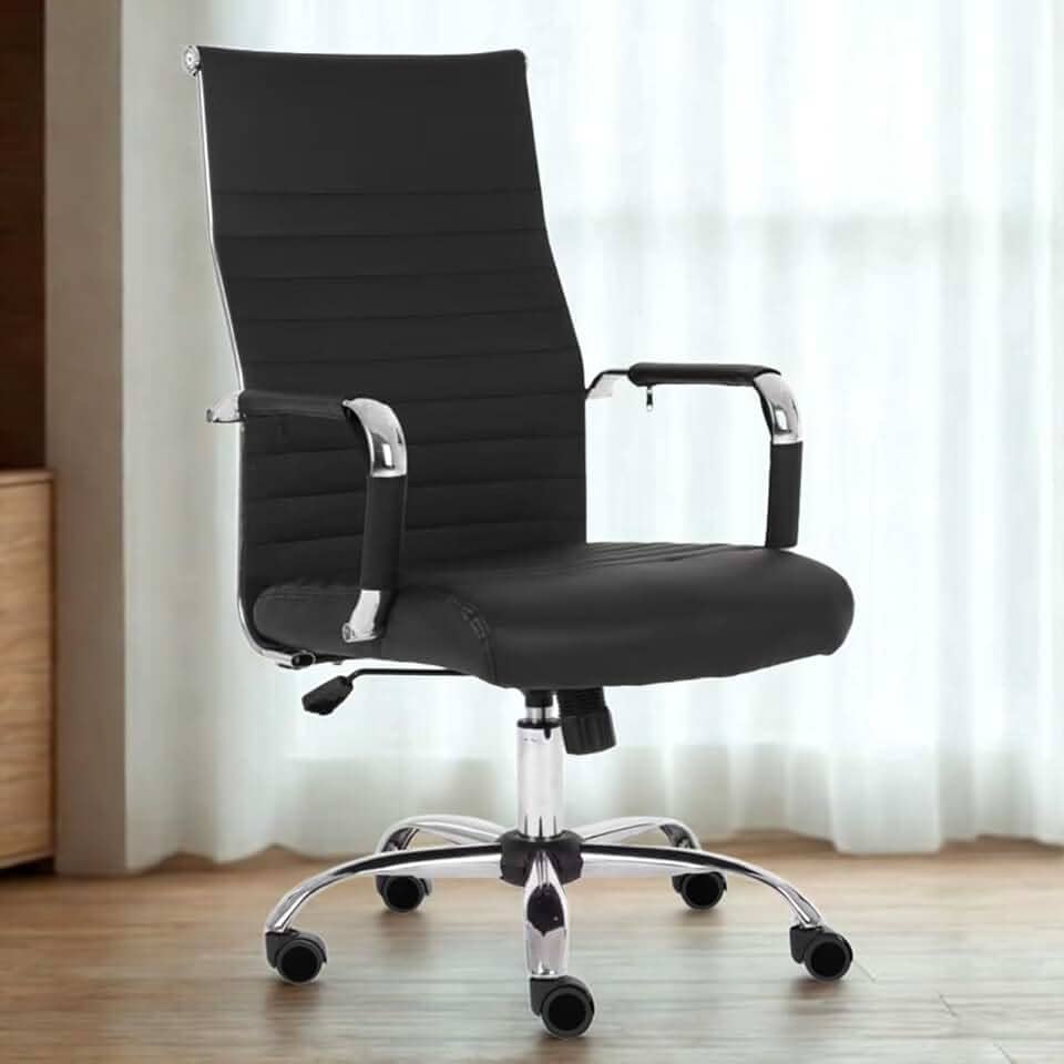 Cadeira de Escritório Presidente Giratória Encosto Alto Duoffice DU510 Prestige, Base Cromada com Rodízios