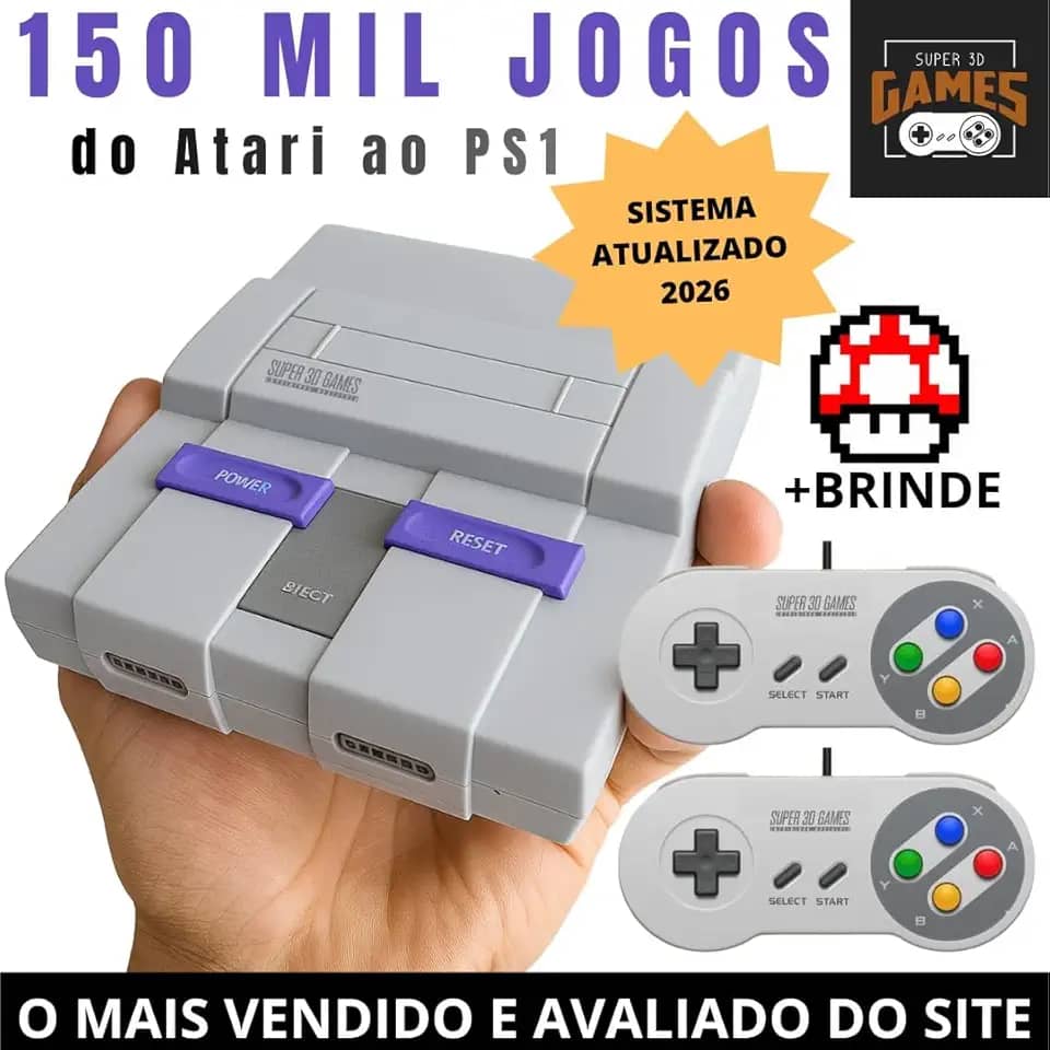 Mini Console Retro Super Nintendo com 150 mil jogos + 2 Controles Super 3D Games [video game] [video game]