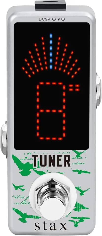 Stax Pedal afinador cromático pedal afinador de guitarra efeito de afinação de alta precisão pedais de guitarra para guitarra elétrica e baixo precisão ± 1 centavo tamanho mini desvio verdadeiro.