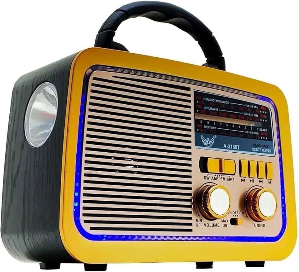 Caixa Som Antiga Radio Portátil Retro Am Fm Sd Usb Bluetooth A 3188 COM LANTERNA