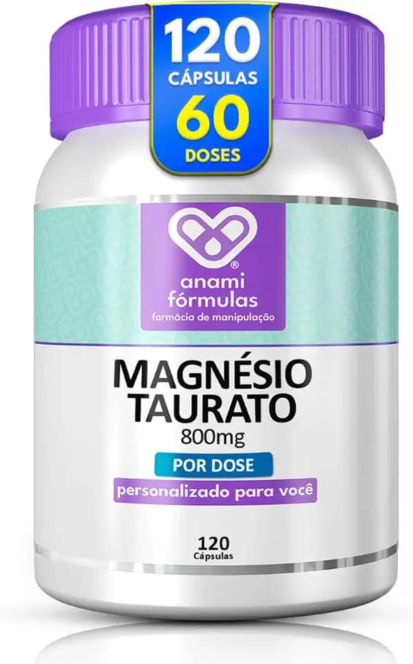 Magnésio Taurato 800mg Dose 100% Puro 120 Cápsulas