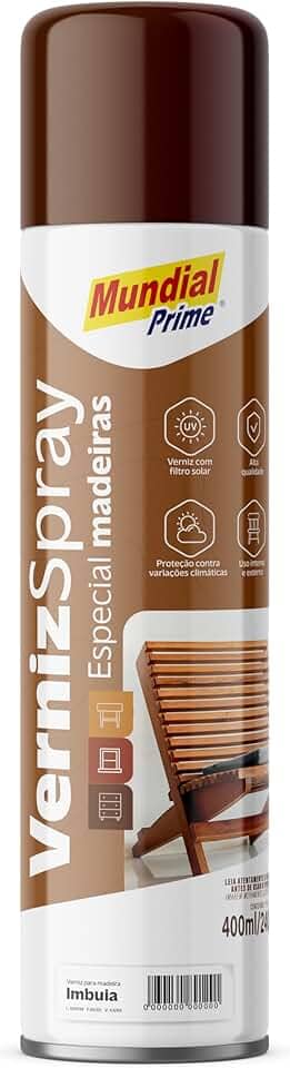 Verniz Spray Especial Madeira 400ml, MUNDIAL PRIME, Imbuia, AE0100157