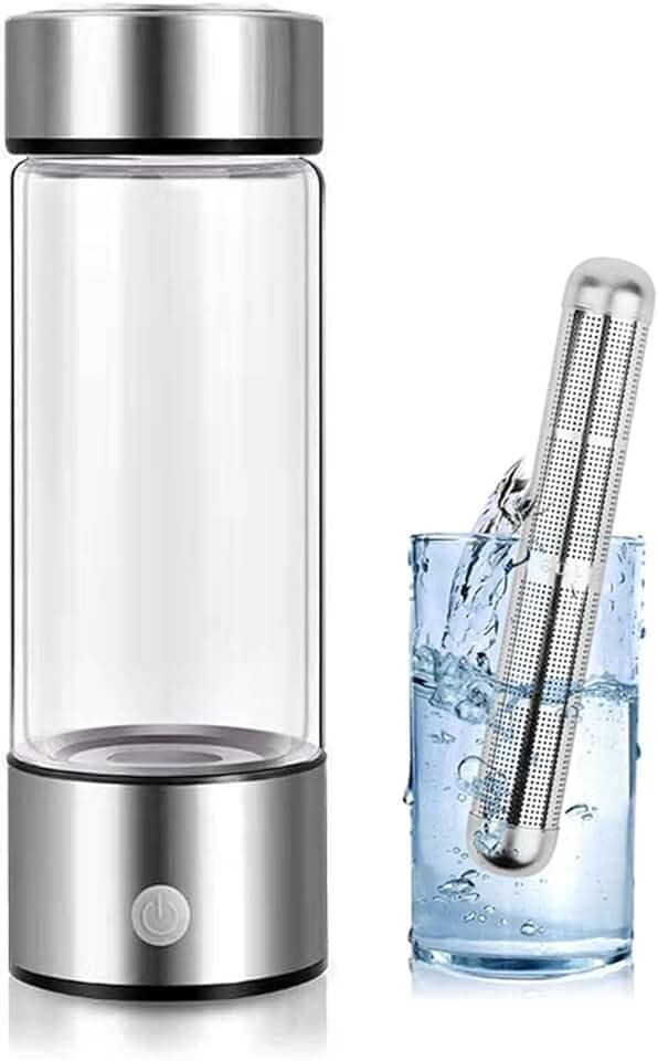 Garrafa de água de hidrogênio - Máquina portátil de Ionizador de água de hidrogênio - Gerador de Ionizador alcalino - Copo de saúde de vidro de água rica em hidrogênio para viagens em casa