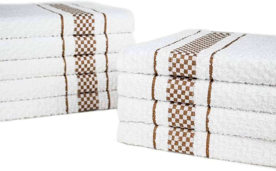 Kit 10 Pano de Prato Atoalhado Para Cozinha Felpudo Malta 45x70cm 370g/m² 100% Algodão - Marrom