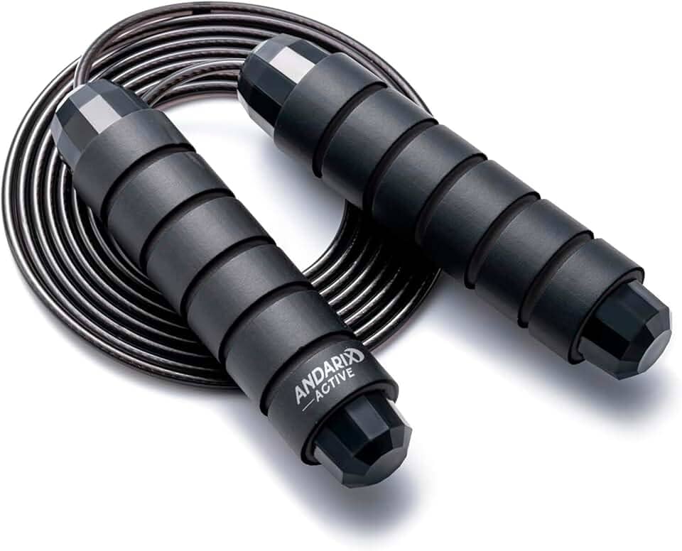 Corda de Pular Profissional Andarix Active Cabo de Aço Ajustável Alças de Espuma Rolamento de Esferas Fitness Academia