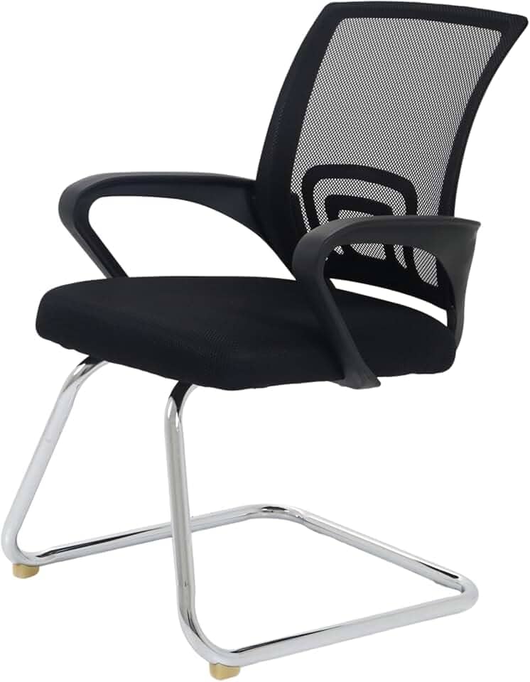 Cadeira De Escritório Com Base Fixa Cadeiras Inc, Tela Mesh Respirável, Suporta até 120kgs, Base Cromada Anti-Risco, Ergonômica Preta