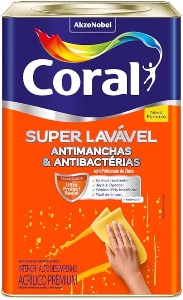 SUPER LAVÁVEL ANTIMANCHAS EGGSHELL BRANCO 18L - CORAL
