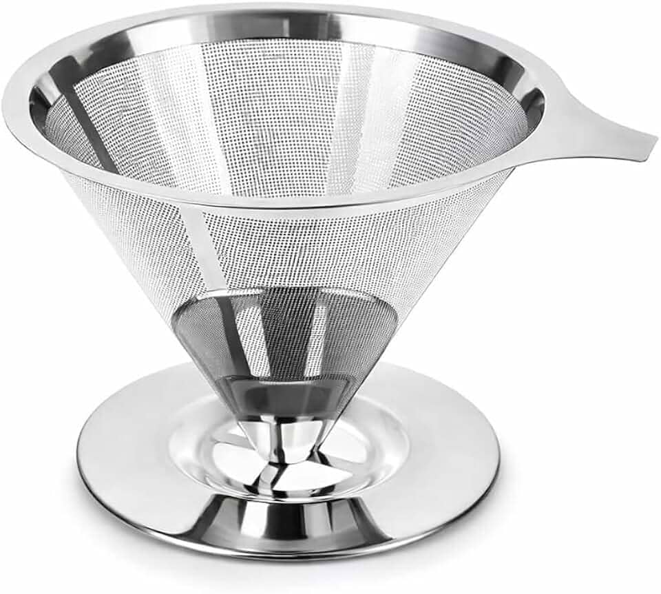 Coador de Café 103 Filtro Inox Reutilizável Fácil de Usar e Limpar, Preserva o Sabor Natural do Café, Peneira de Aço Durável e Sustentável, Sem Uso de Papel, Econômico e Ecológico Premium