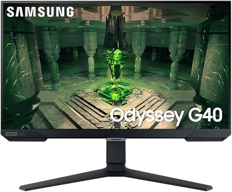 Monitor Gamer Samsung Odyssey G40, 27", FHD, 240 Hz, 1ms, com ajuste de altura, HDMI, DP, Gsync, Freesync, Preto