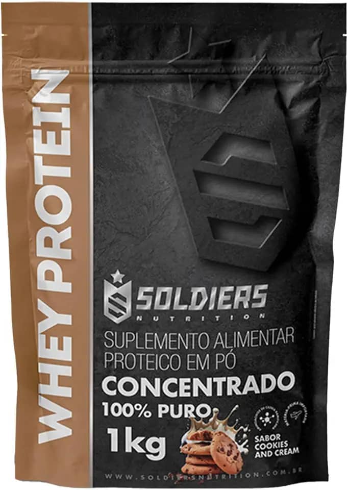 Whey Protein Concentrado 1kg - Cookies - 100% Importado - Soldiers Nutrition