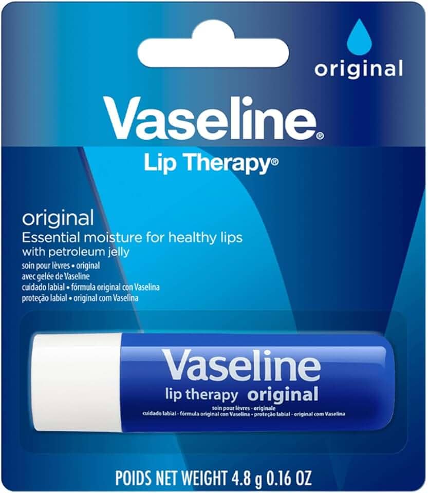 Vaseline Lip Therapy Original | Protetor labial com geleia de petróleo para fornecer aos seus lábios a melhor hidratação e umidade essencial para tratar rachados, secos, descascados