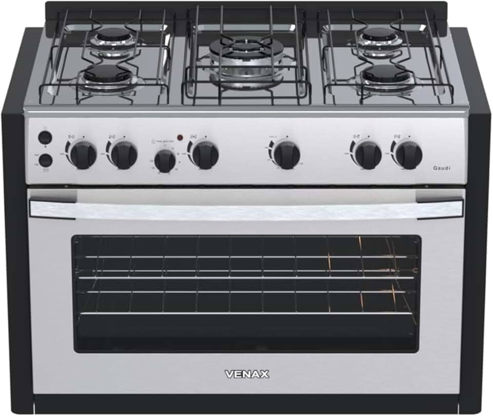 Fogão de Embutir 5 Bocas Venax Gaudi Platinum GII Inox Gás GLP 127 V