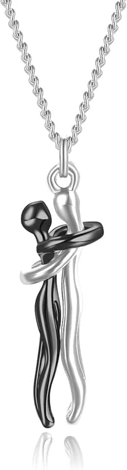 Colar de abraço carinhoso para casais para ele e ela dia dos namorados colar de corrente abraçar moda unissex casal abraçando pingente amor aconchego abraço joias presente para mulheres homens amantes