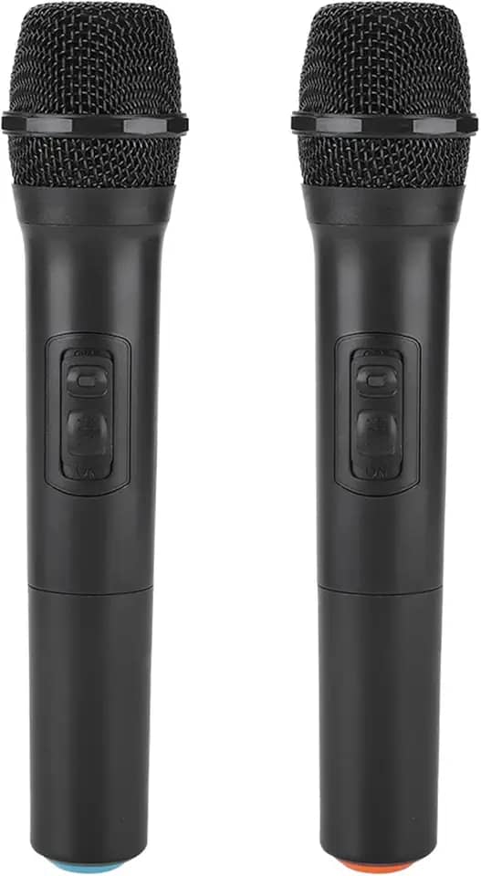 Cryfokt Microfone Sem Fio Recarregável, de Microfones Sem Fio de Mão Duplo e Profissional Dinâmico, Com Antena Receptora para Festa na Igreja Cantando karaokê, Microfone de Mão Sem Fio