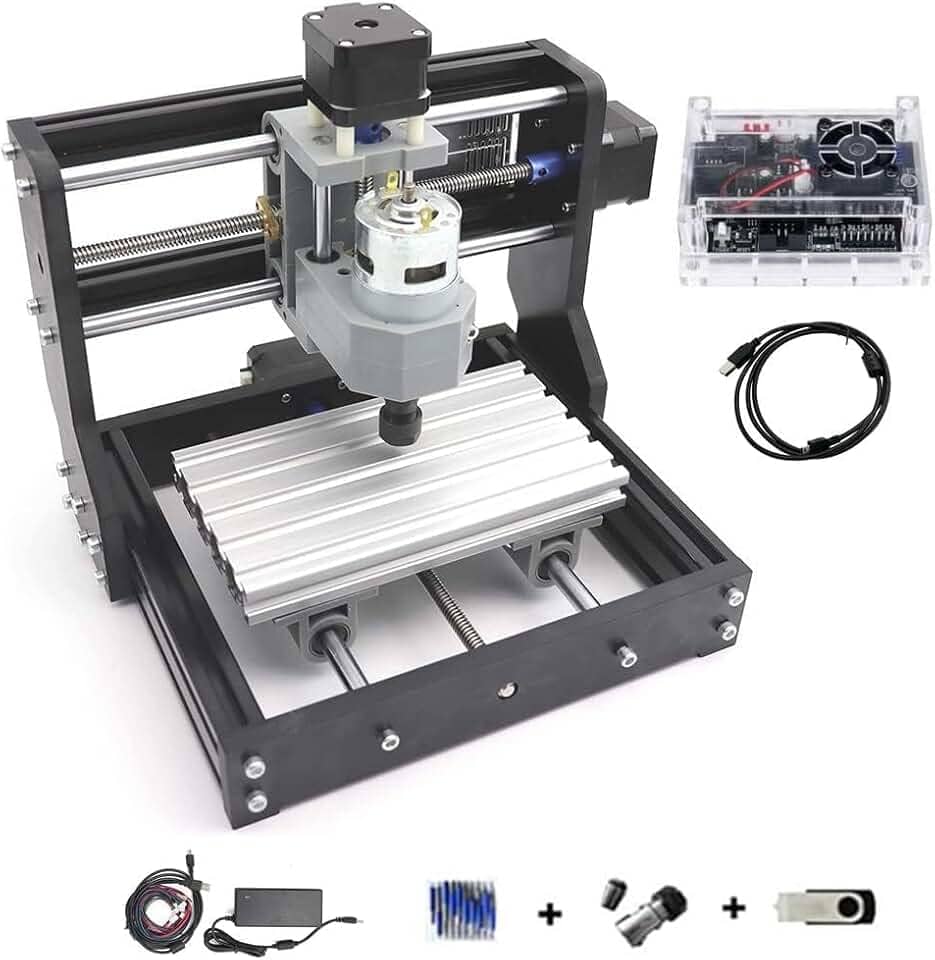 CNCTOPBAOS Kit de mini roteador CNC 1610 PRO, 3 eixos para desktop GRBL controle, máquina de gravação, gravação em acrílico, PVC, PCB, plástico, fresadora de madeira