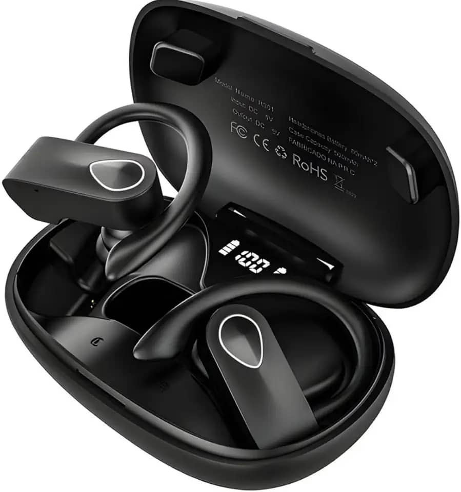 Fone de Ouvido Esportivo Sem Fio Bluetooth 5.3 Estéreo IPX5 à Prova D’Água – 45h de Bateria, Microfone Embutido, Design Ergonômico para Corrida, Academia, Jogos, iPhone e Android [VALUANCE]