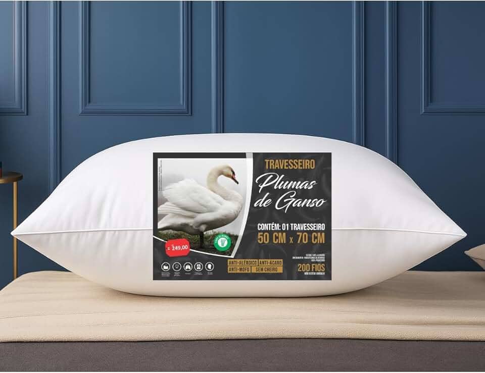 Travesseiro Pena de Ganso Pluma de Ganso Alto Macio Antialergico Ortopedico Original