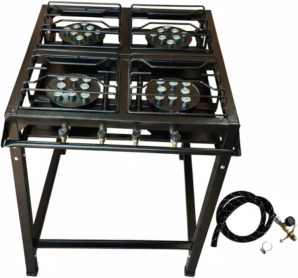 Fogão Industrial 4 Bocas Preto – Alta Pressão, Acompanha Mangueira e Registro! Semi Industrial