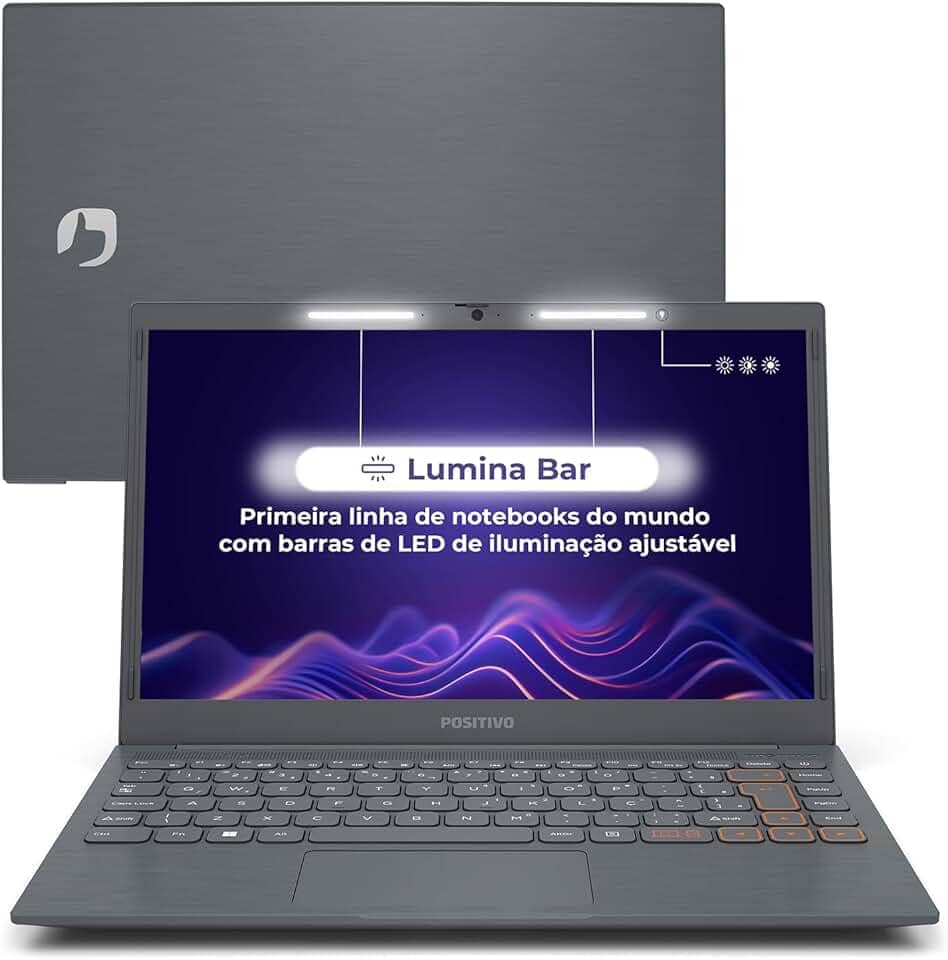 Notebook Positivo Vision C14 Intel® Celeron® Linux 4GB 128GB eMMC 14” HD Lumina BAR – Cinza