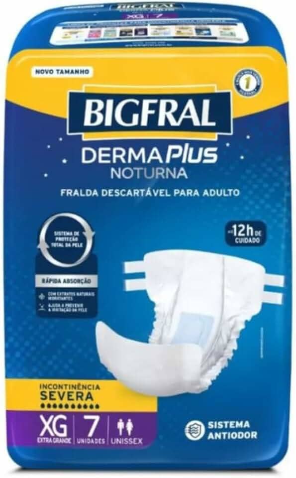 Fralda Bigfral Derma Plus Noturna XG 7 Unidades
