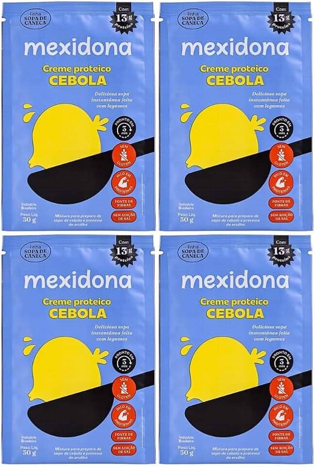 Kit com 4 Pacotes de Sopa de Caneca Creme Proteico Cebola de 30g cada - Mexidona