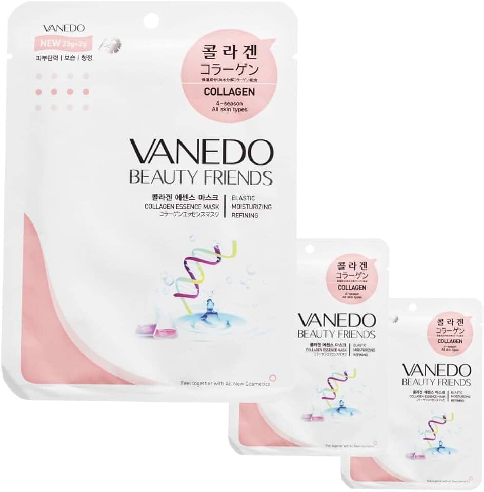 Kit 3 Unidades Máscara Hidratante Facial Coreana Beauty Friends - Colágeno
