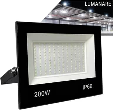 Refletor Led Holofote 200w Luz Branco-frio 6500k Resistente A Chuva Econômico Fácil De Instalar Carcaça Preta Ip66 Jardim Fachada Quintal