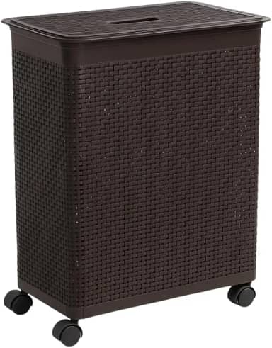 Cesto Organizador Rattan com Rodas Roupeiro 50L(Marrom)