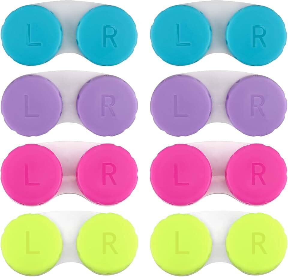 Conjunto de 8 capas coloridas para lentes de contato, porta-contatos, armazenamento de imersão