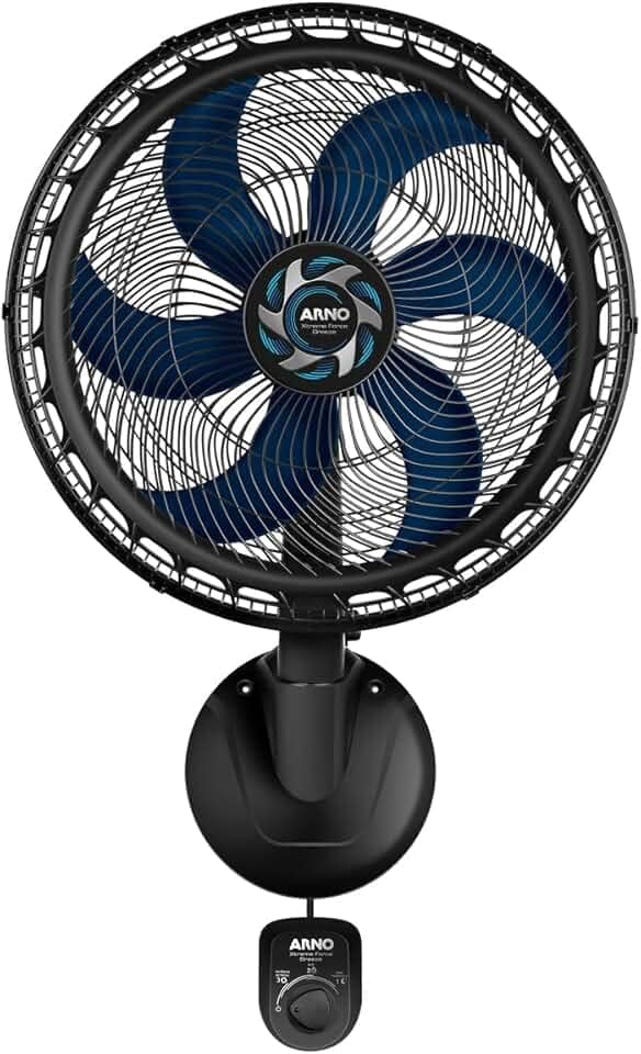 Ventilador de Parede Arno Xtreme Force Breeze 50cm VB51, 126W, 6 Pás, 3 Velocidades, Modo Sono Tranquilo, Oscilação 80º, 110V
