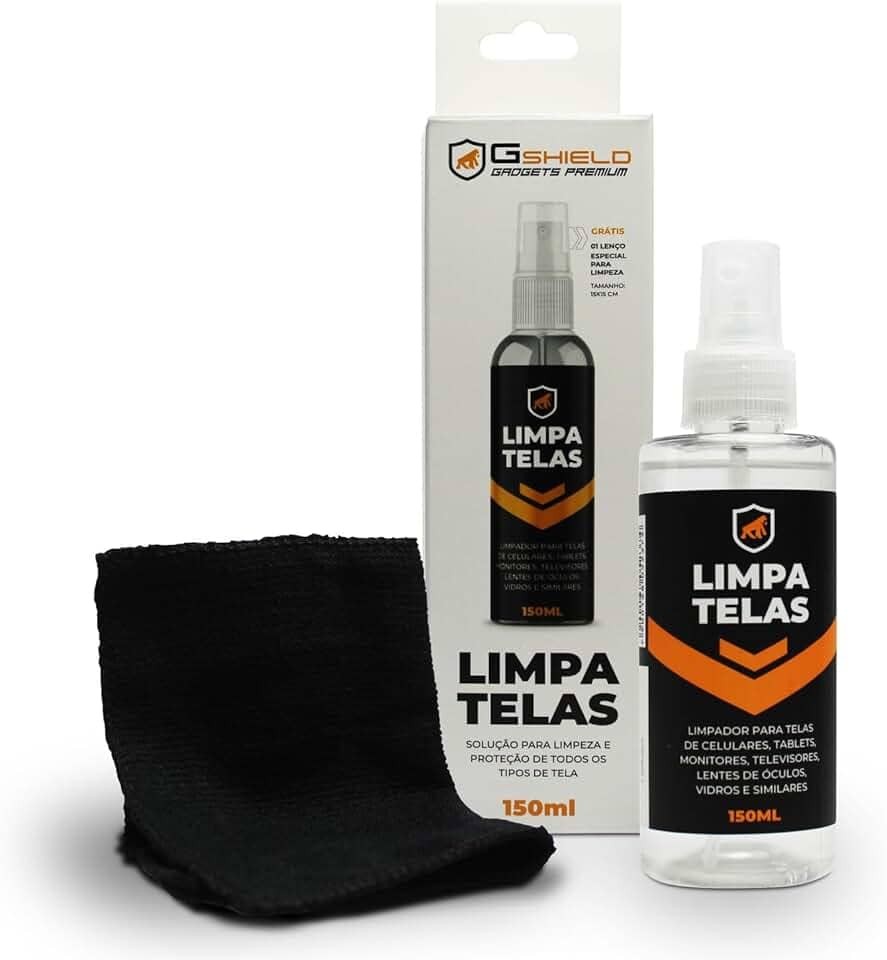 Gshield Kit Spray Limpa Telas Bactericida com Flanela de Microfibra Peluciada para Limpeza de Celular, Notebook, TV, Tablet, Óculos, Legalizado ANVISA, Grip Clean (150ml)