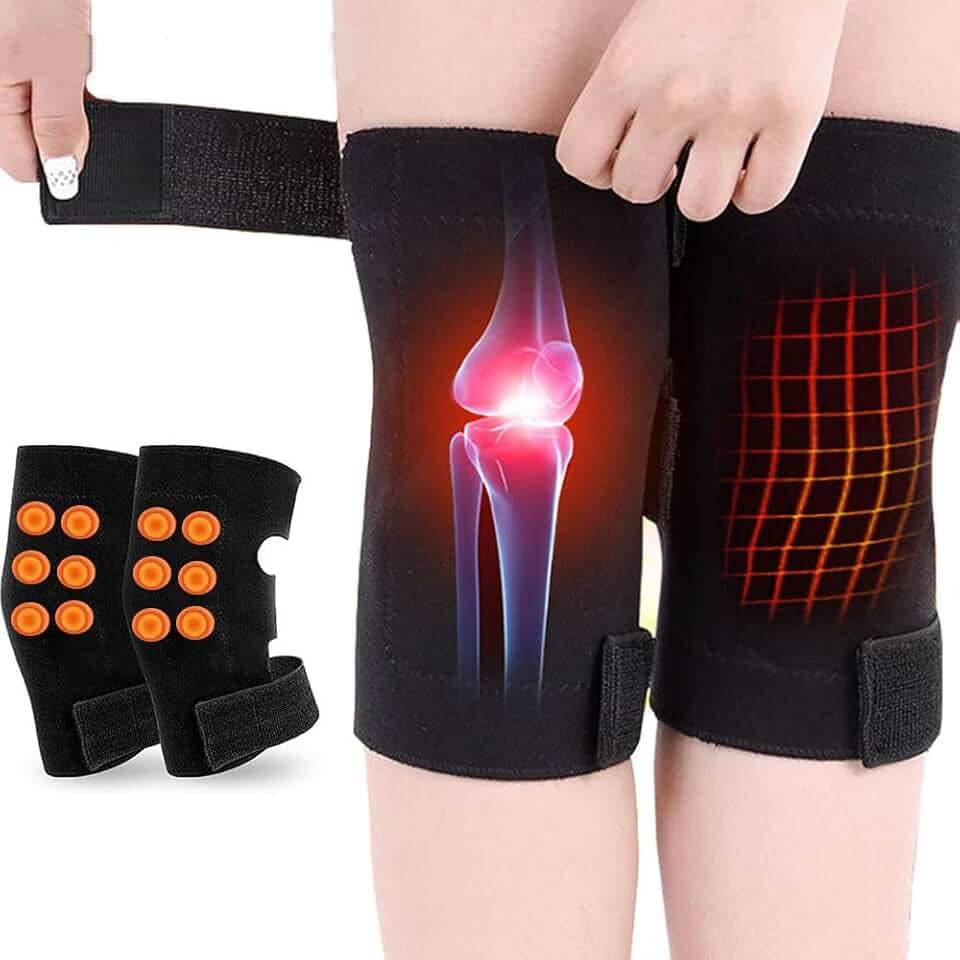 Par Joelheira Magnética Turmalina, Imã, Artrite, Artrose, AutoAquecimento, Articulaçao, Tratamento e Alivio De Dor, Usar Apenas em Repouso, Marca Starmega.