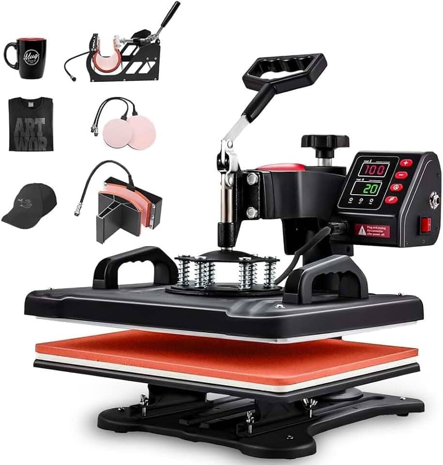 110V, 5 em 1 Prensa Termica, Maquina de Estampar Camisetas, Prensa Termica Sublimação, Sublimação, Máquinas de Prensa Térmica Transferência de Calor por para Camisetas Chapéu