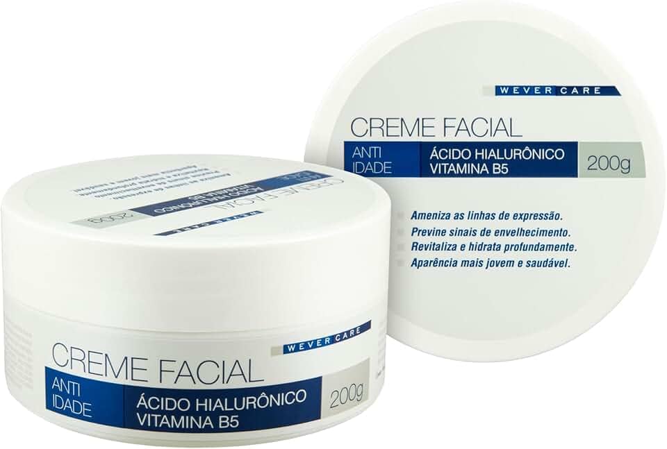 Wever Care Creme Facial Anti-Idade com Ácido Hialurônico e Vitamina B5, Hidratante Facial, 200g