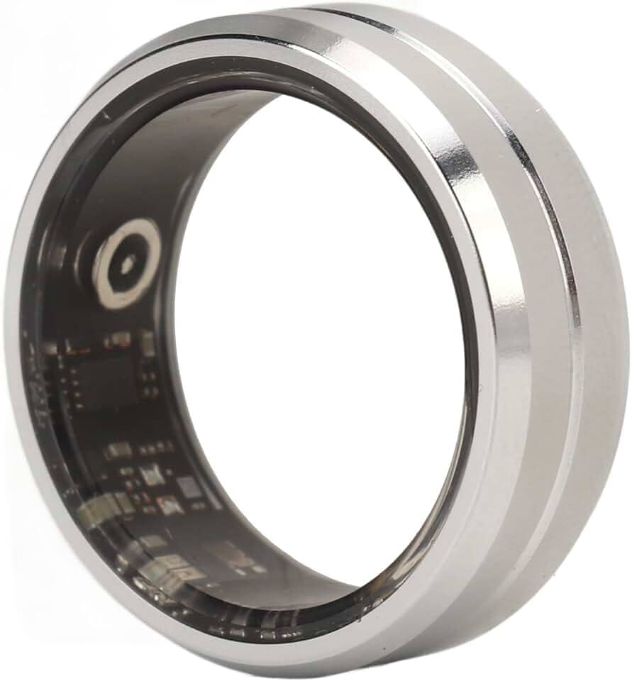 ASHATA Anel inteligente de saúde, anel de saúde para monitorar a frequência cardíaca do sono, contagem de passos, tirar fotos remotamente, anel de saúde inteligente IP68 para homens e mulheres, prata