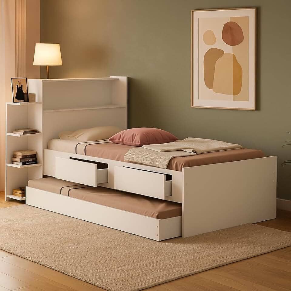 Cama Solteiro Isa Com Cama Auxiliar (Branco)